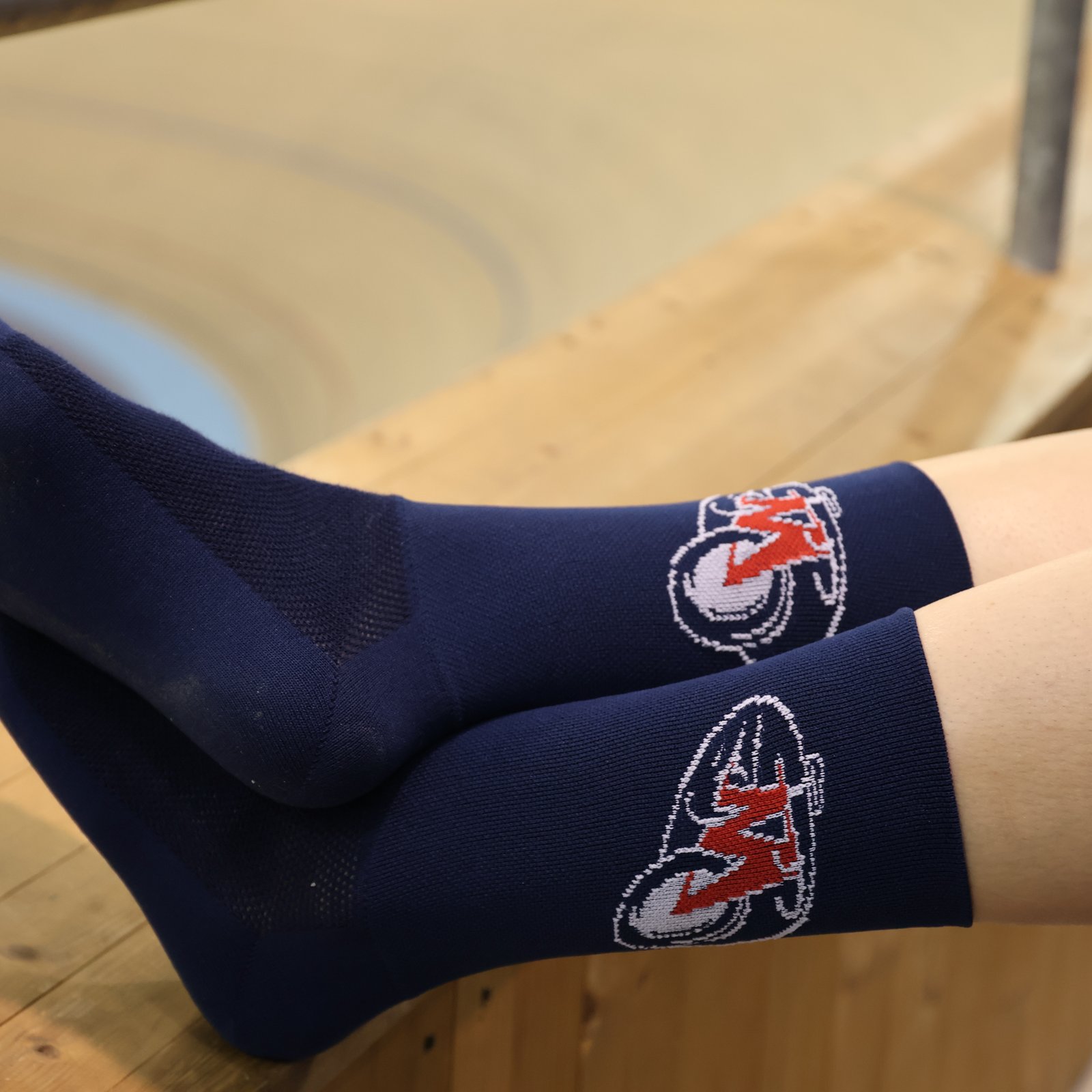 M socks on model